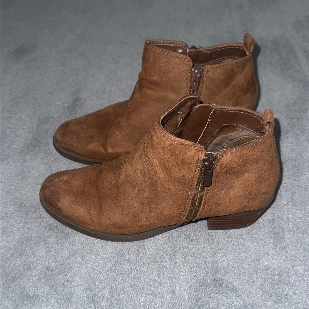 Women’s Brown Suede Ankle Boots with Side Zip